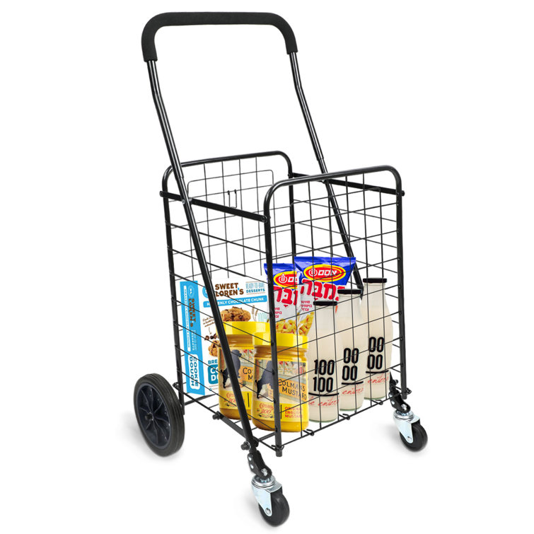 AMADA Shopping Cart with Dual Swivel Wheels for Groceries with Compact